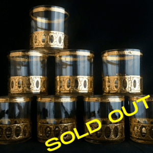 Culver 22k Gold Antiqua Rocks/Double Old Fashioned Glasses